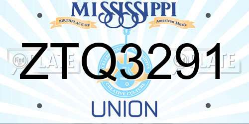 ZTQ3291 Mississippi License Plate