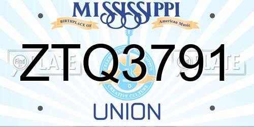 ZTQ3791 Mississippi License Plate