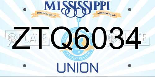 ZTQ6034 Mississippi License Plate