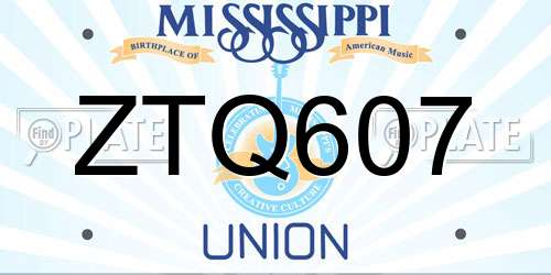ZTQ607 Mississippi License Plate