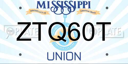 ZTQ60T Mississippi License Plate
