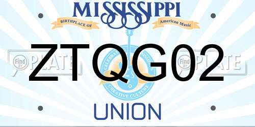 ZTQG02 Mississippi License Plate