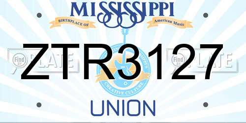 ZTR3127 Mississippi License Plate