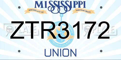 ZTR3172 Mississippi License Plate