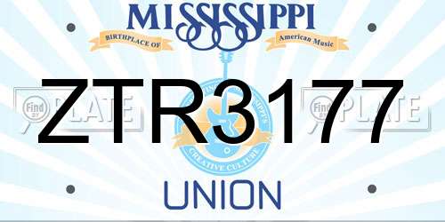 ZTR3177 Mississippi License Plate