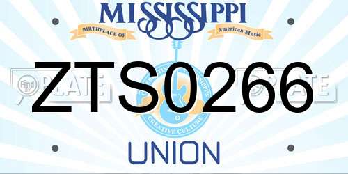 ZTS0266 Mississippi License Plate