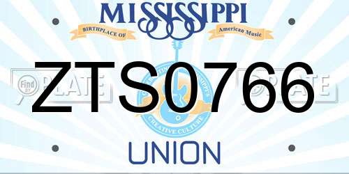 ZTS0766 Mississippi License Plate