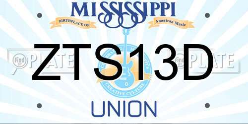 ZTS13D Mississippi License Plate