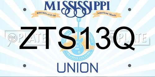 ZTS13Q Mississippi License Plate