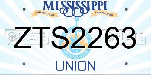 ZTS2263 Mississippi License Plate