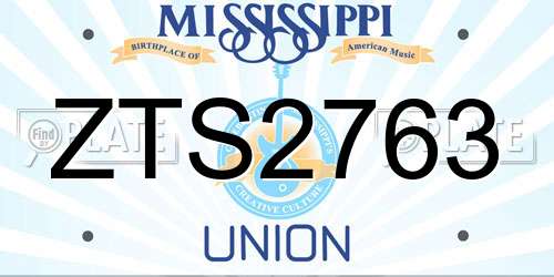 ZTS2763 Mississippi License Plate