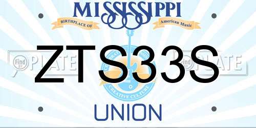 ZTS33S Mississippi License Plate