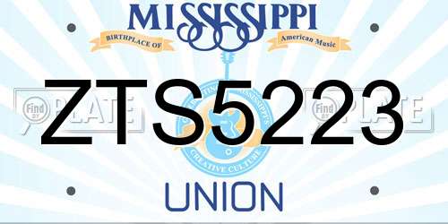 ZTS5223 Mississippi License Plate