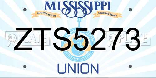 ZTS5273 Mississippi License Plate