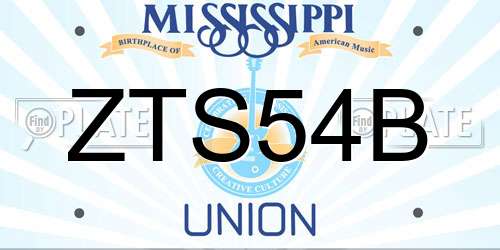 ZTS54B Mississippi License Plate