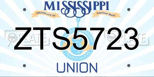 ZTS5723 Mississippi License Plate