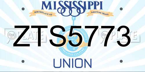 ZTS5773 Mississippi License Plate
