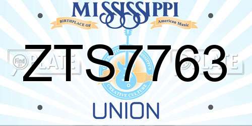 ZTS7763 Mississippi License Plate