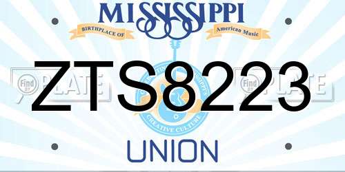 ZTS8223 Mississippi License Plate