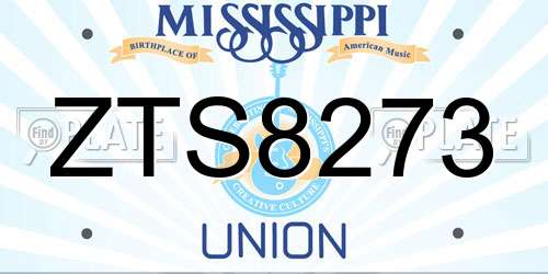 ZTS8273 Mississippi License Plate