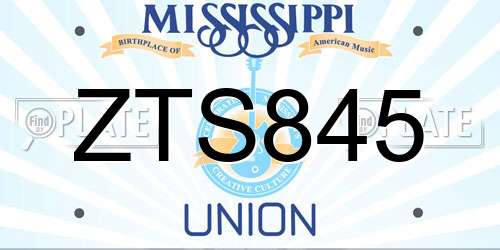 ZTS845 Mississippi License Plate