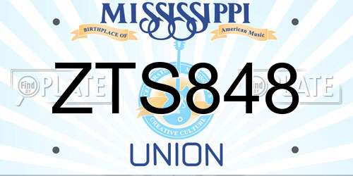 ZTS848 Mississippi License Plate