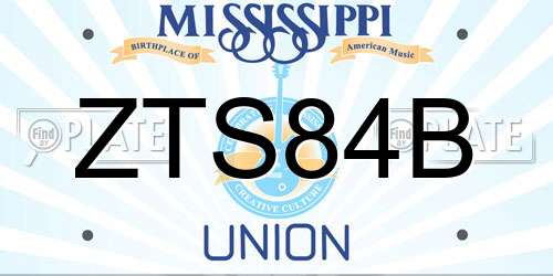 ZTS84B Mississippi License Plate