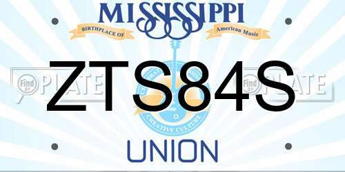 ZTS84S Mississippi License Plate