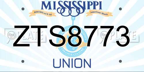 ZTS8773 Mississippi License Plate