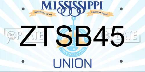ZTSB45 Mississippi License Plate