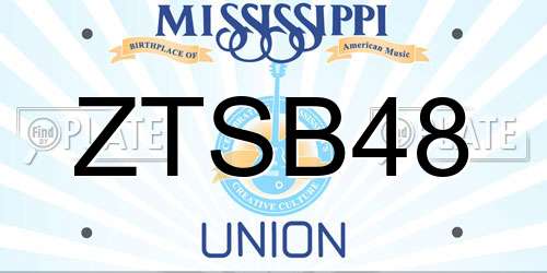 ZTSB48 Mississippi License Plate