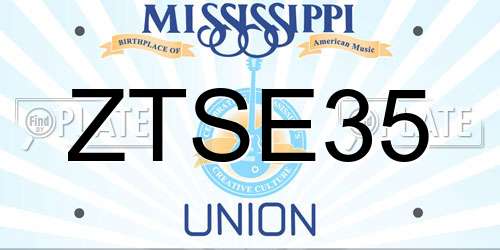 ZTSE35 Mississippi License Plate