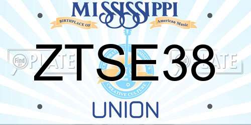 ZTSE38 Mississippi License Plate
