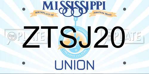 ZTSJ20 Mississippi License Plate