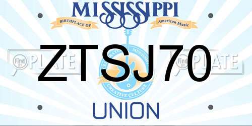 ZTSJ70 Mississippi License Plate