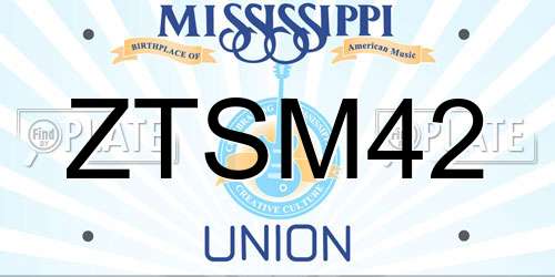 ZTSM42 Mississippi License Plate