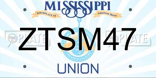 ZTSM47 Mississippi License Plate