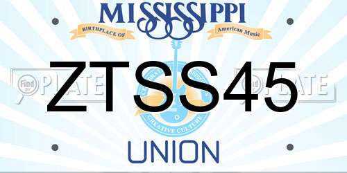 ZTSS45 Mississippi License Plate