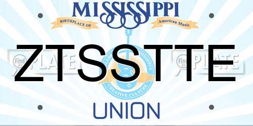 ZTSSTTE Mississippi License Plate