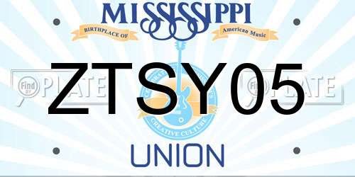 ZTSY05 Mississippi License Plate