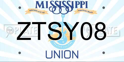 ZTSY08 Mississippi License Plate