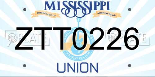 ZTT0226 Mississippi License Plate