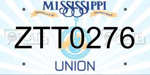 ZTT0276 Mississippi License Plate