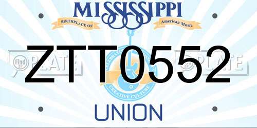 ZTT0552 Mississippi License Plate