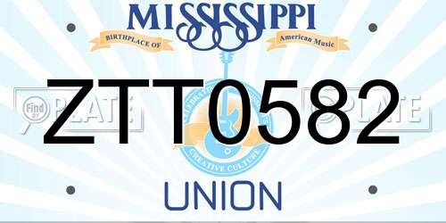 ZTT0582 Mississippi License Plate