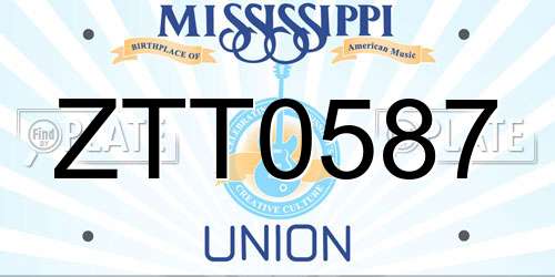 ZTT0587 Mississippi License Plate