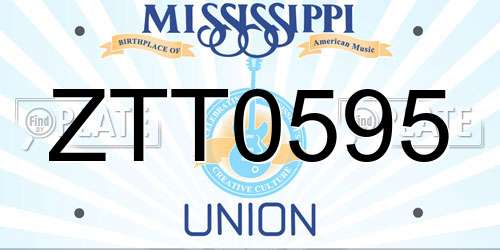 ZTT0595 Mississippi License Plate