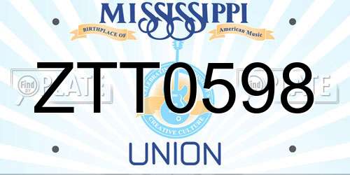 ZTT0598 Mississippi License Plate