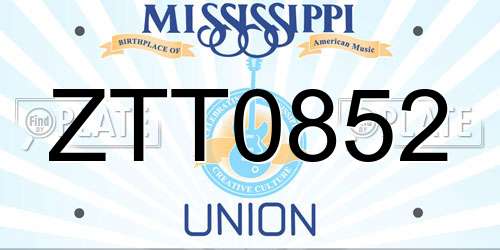 ZTT0852 Mississippi License Plate