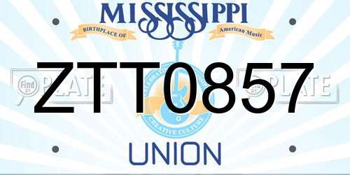 ZTT0857 Mississippi License Plate